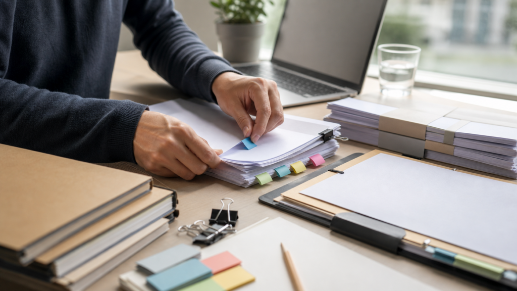 Editor sorting tagged content documents into an organized publishing library